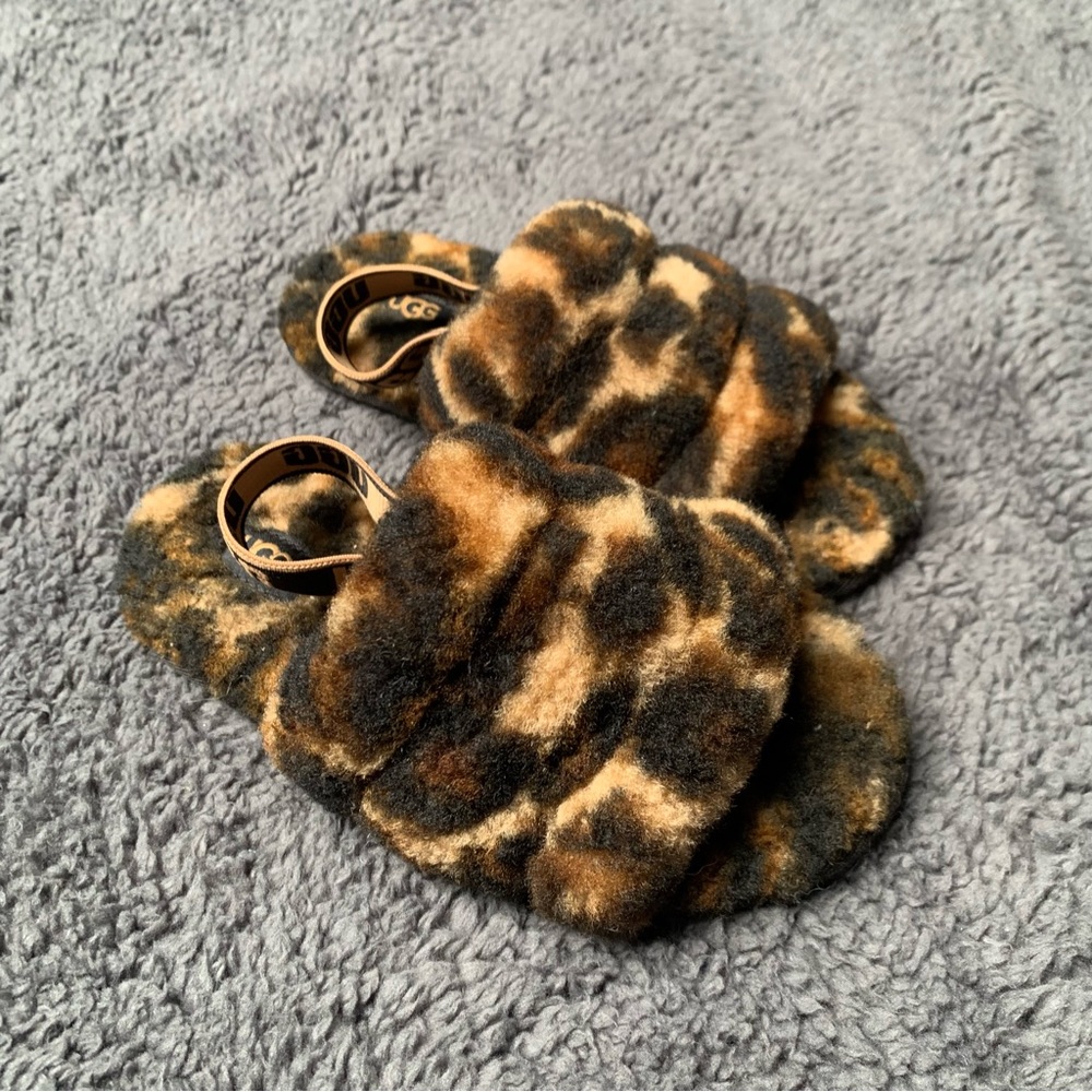 Girls UGG Fluff Yeah Slide Slippers - Leopard